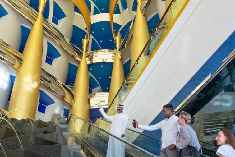 Burj Al Arab hotel inside and stainless steel decoration.