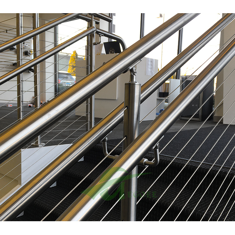 Stainless steel handrail staircase.