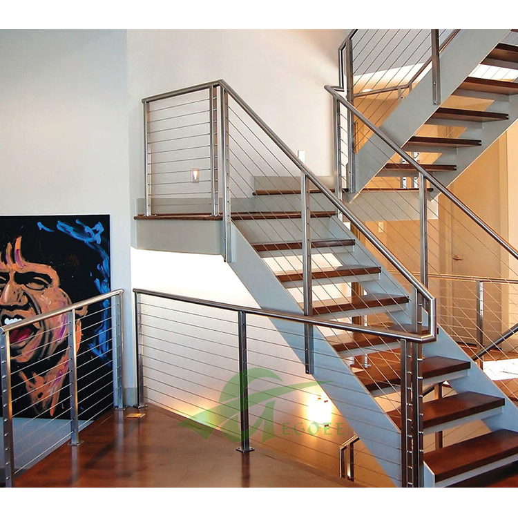 Stainless steel cable handrail staircase.