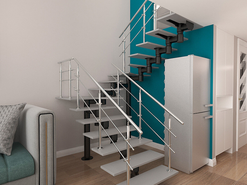Stainless steel pipe threading staircase.