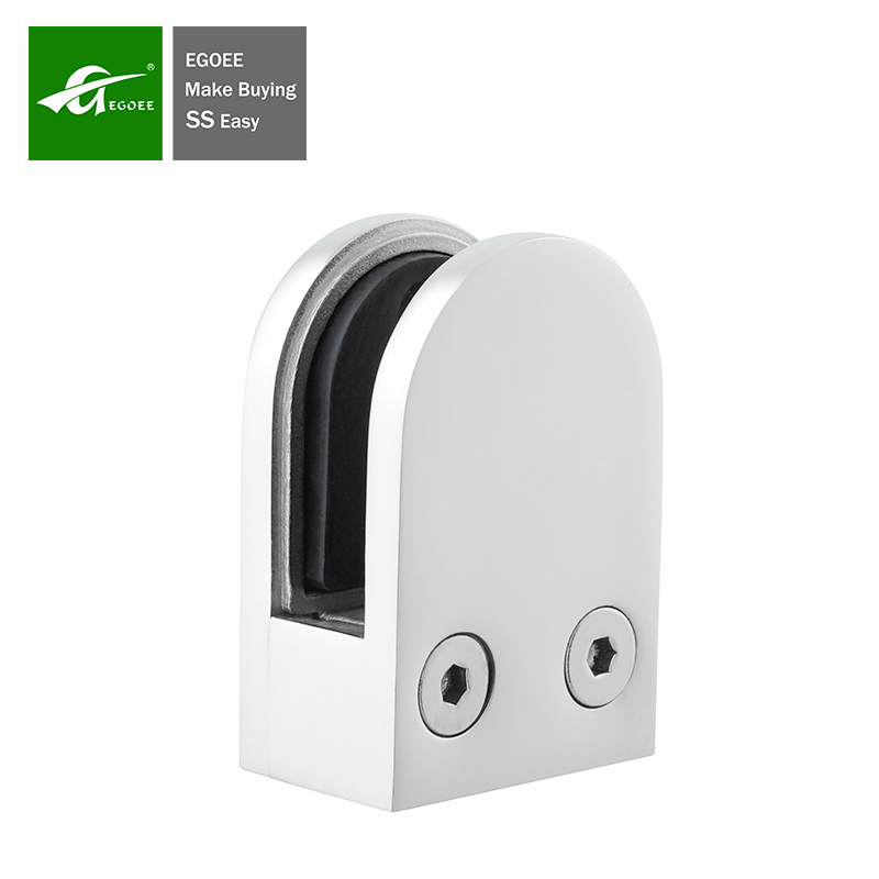 D-shaped Cast Stainless Steel Glass Clamps for Square Tubes