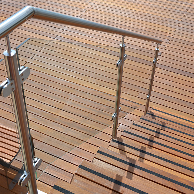 Stainless steel railing stairs.