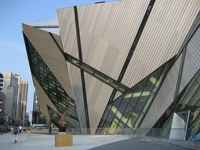 Royal Ontario Museum in Toronto has a modern crystal facade and historic architecture.